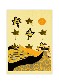 Das Poster zeigt verschiedene, abstrakt dargestellte Blätter die im Frühlingswind wehen.