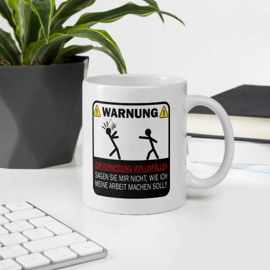 Lustige Tasse Büro | Warnung Büro Deko 0,3 L