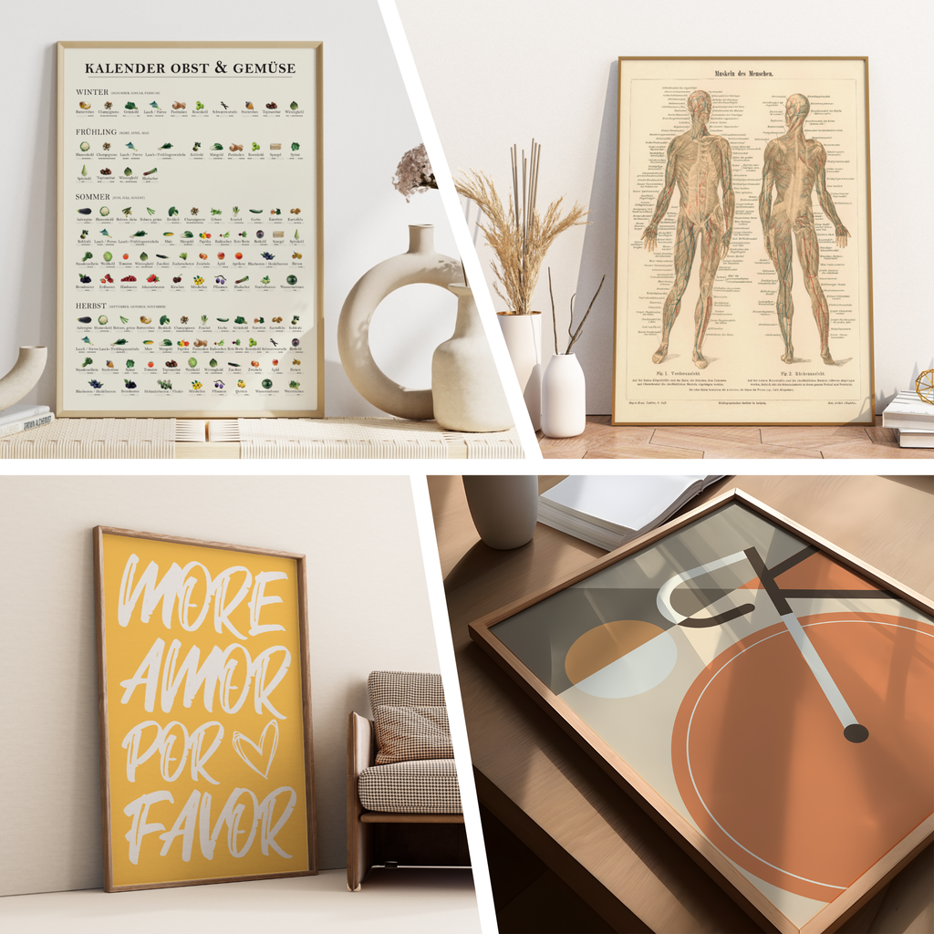 Auf diesem Poster siehst du einige unserer Topseller im Shop, ob vintage Illustration, moderne Kunst, oder wissenschaftliche Darstellung.