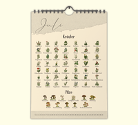 Saisonkalender Wildpflanzen | Kräuter & Pilze A4 Vintage