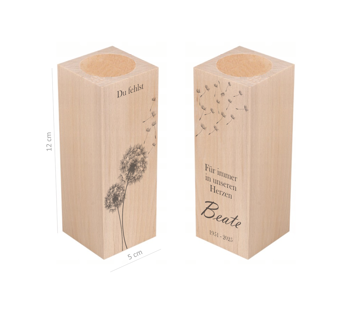 Diese wunderschönen, personalisierbaren Holz-Kerzenhalter für Teelichter sind die perfekte Möglichkeit, um Erinnerungen an geliebte Menschen zu bewahren. 