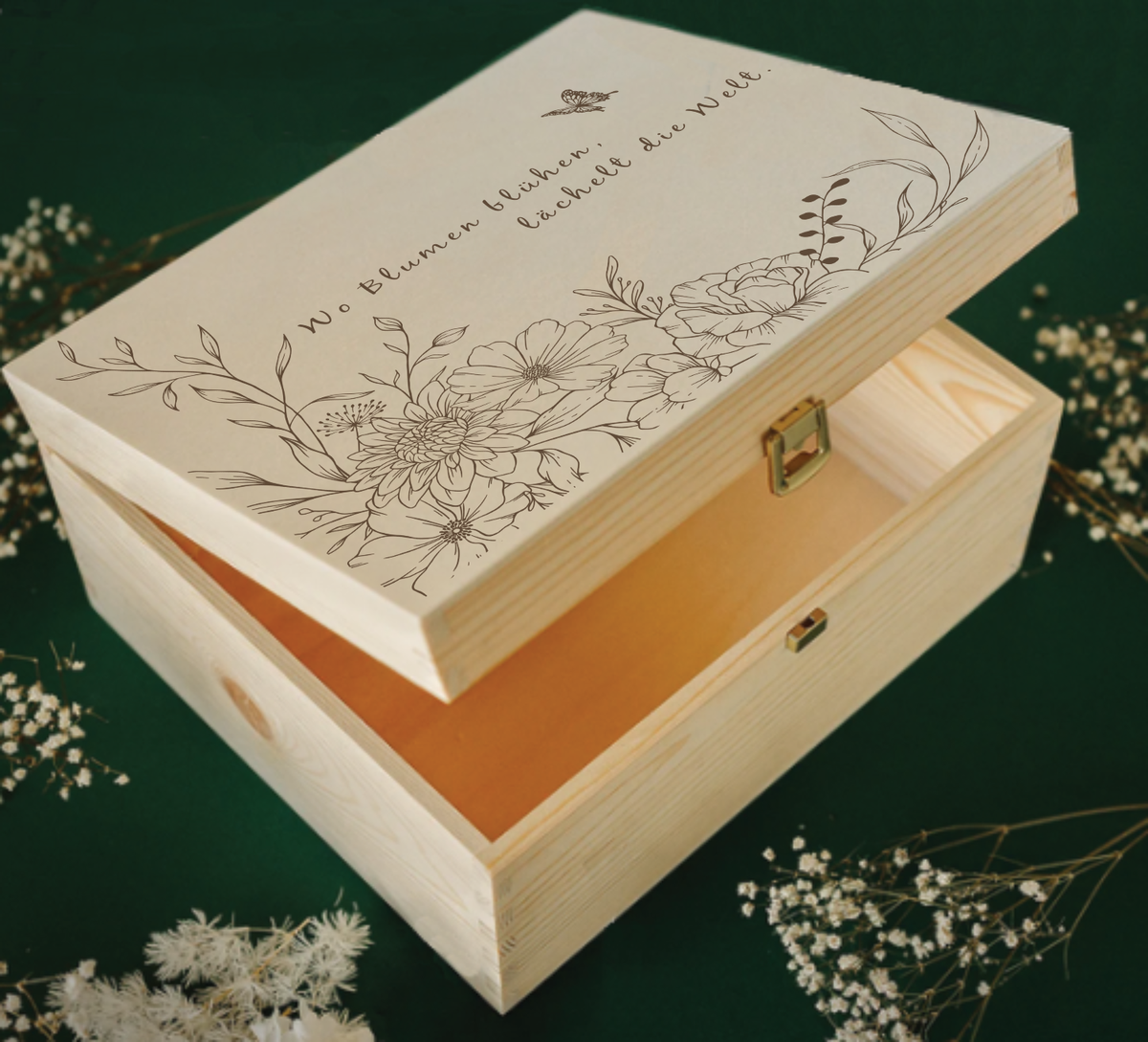 blumensamen aufbewahrung Personalisierte Saatgutbox Holz | Samenkiste mit Blumenmuster & Spruch