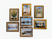 Rechteckiger Holz-Kühlschrankmagnet (8x6 cm) aus Birkensperrholz mit einem gedruckten Gemälde von Claude Monet. Das Bild wird von einem spürbaren 1,6 mm 3D-Relief-Galerierahmen in Gold oder rustikalem Holz umschlossen.
