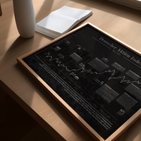 Dieses Aktienposter mit historischem Aktienchart zeigt den Deutschen Aktienindex seit 1959, inklusive historischer Daten.
