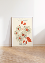 Das Poster ist ein fiktives Bild des Blumenmarktes in Sydney, Australien. 