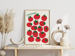 Das Poster zeigt Tomaten und als Überschrift Pomodori, das italienische Wort für Tomate. 