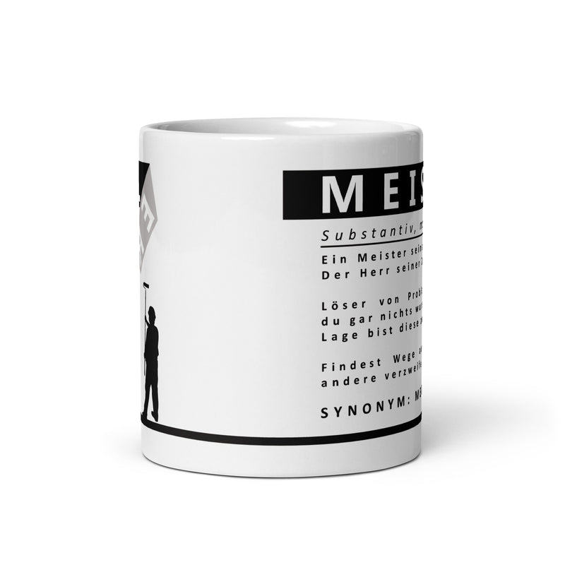 Diese Tasse mit der lustigen Definition des Wortes Malermeister mit abperlenden Schriftzug und Maler ist ideal für alle Malermeister.