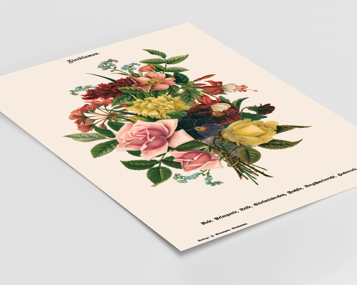 Holen Sie sich zeitlose Eleganz in Ihr Zuhause! Dieses hochwertige Vintage-Poster mit filigranen Blumen-Illustrationen ist das perfekte Highlight für Ihre Küchenwand oder das Esszimmer.