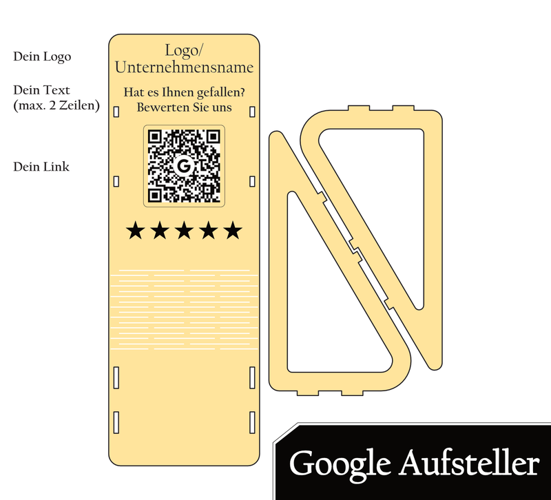 QR-Code Aufsteller – für Google Bewertungen, Instagram Follows & digitale Menükarten – personalisierbar