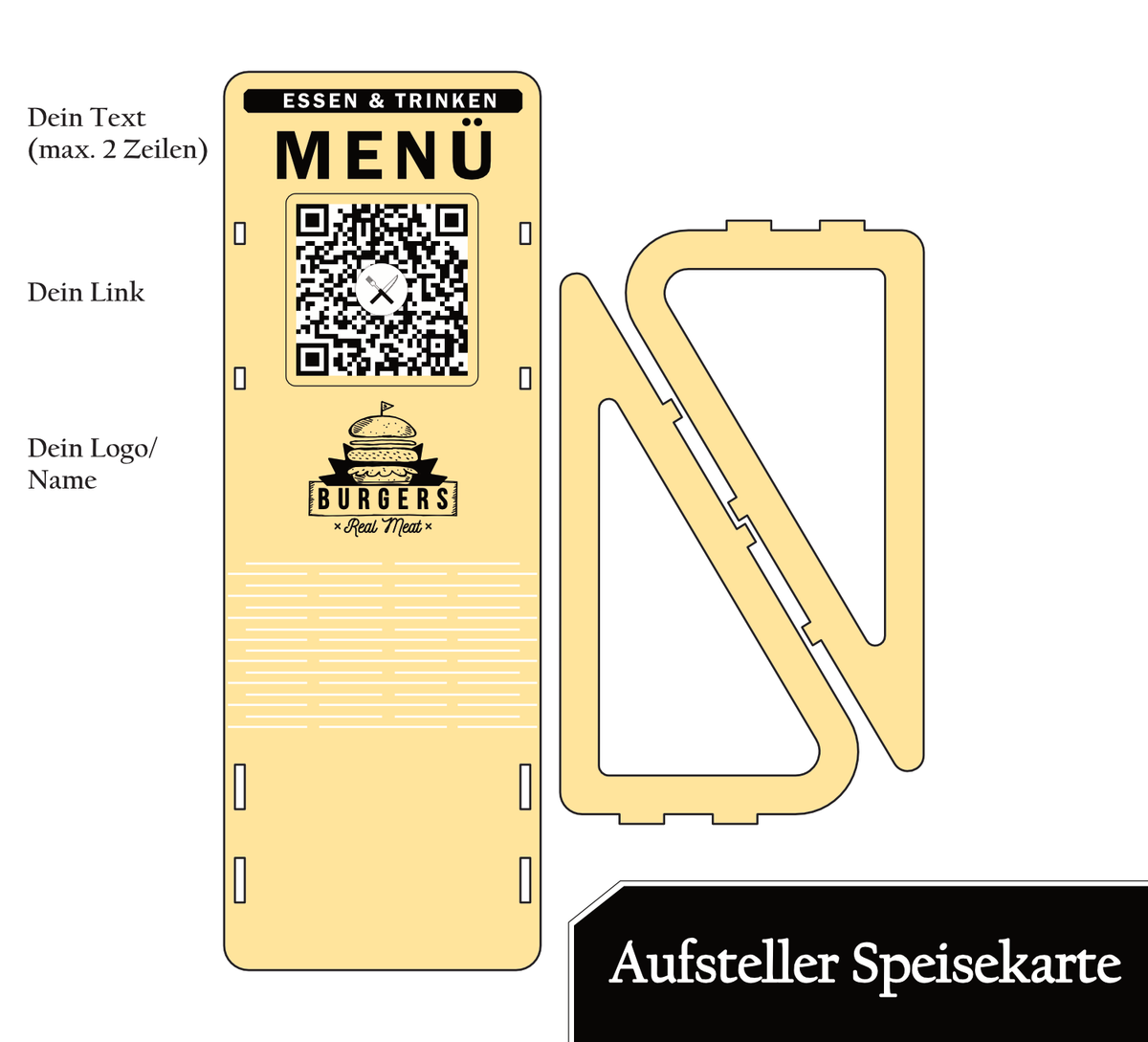 QR-Code Aufsteller – für Google Bewertungen, Instagram Follows & digitale Menükarten – personalisierbar