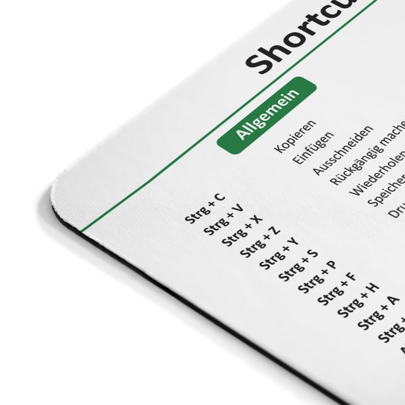 Mauspad Excel Shortcuts deutsch Grün 22 x 19 cm