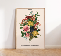 Holen Sie sich zeitlose Eleganz in Ihr Zuhause! Dieses hochwertige Vintage-Poster mit filigranen Blumen-Illustrationen ist das perfekte Highlight für Ihre Küchenwand oder das Esszimmer.