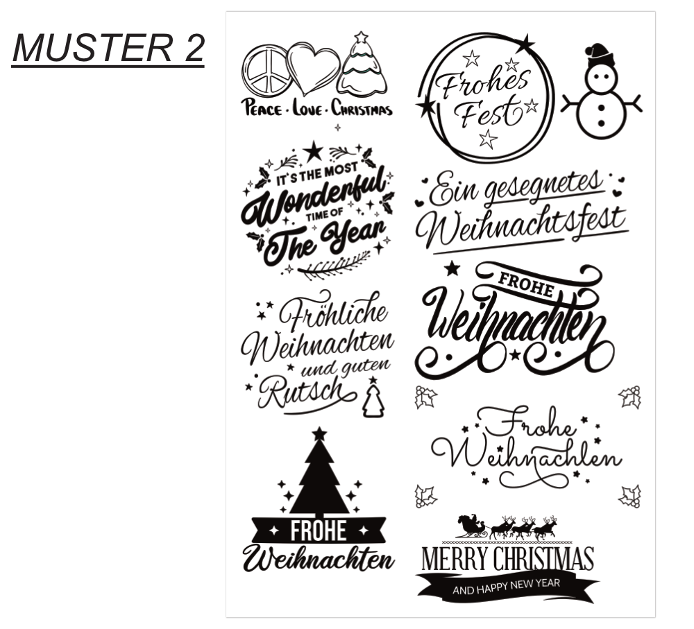 Verleih deiner Weihnachtsdekoration einen besonderen Touch mit unseren Rub-On Aufklebern, auch bekannt als Transferfolie.
