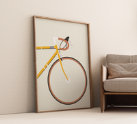 Minimalistisches Rennrad-Poster mit Vorderrad-Ansicht.