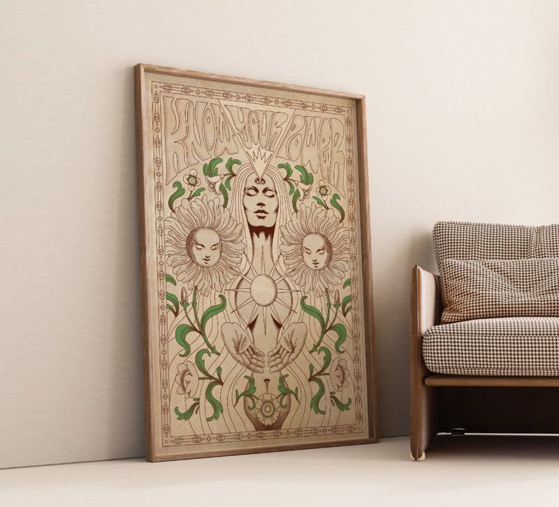 Hippie Poster - Vintage 70s Decor | Retro Wandkunst Feminin