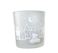 Teelichtglas Weihnachten – Dekoration für Advent & Heilige Nacht Frostweiß