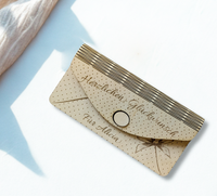 Liebevoll gestaltete Holzkarte zum Geburtstag, personalisierbare Gravur & Geldfach – charmantes Erinnerungsstück und stilvolle Verpackung für Geldgeschenke.