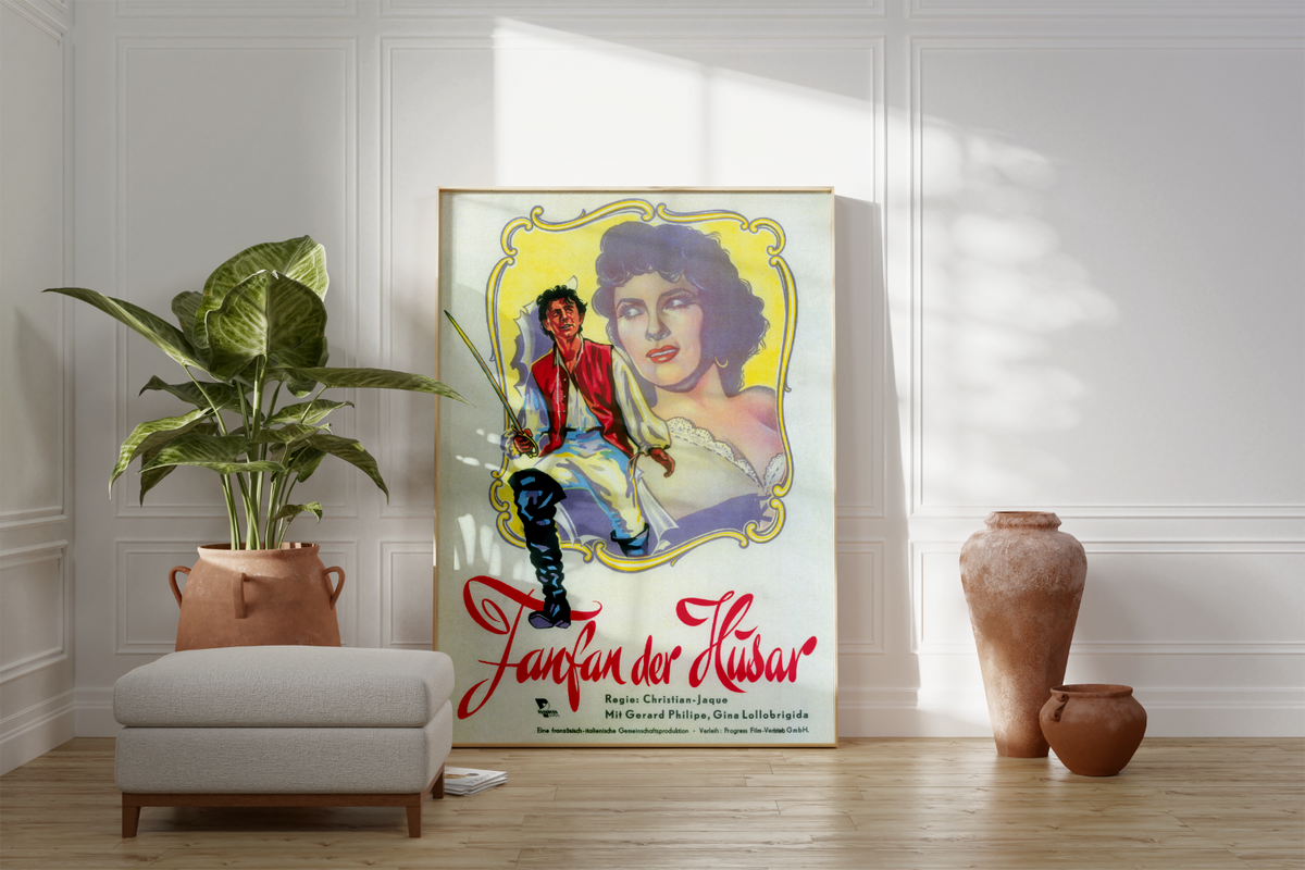 Bei dem Poster handelt es sich um den Nachdruck eines Filmplakates aus DDR zum Film "Fanfan der Husar". 