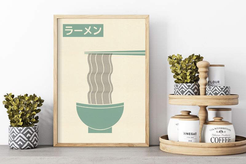 Poster Küche | japanische Ramen Nudeln minimalistisch