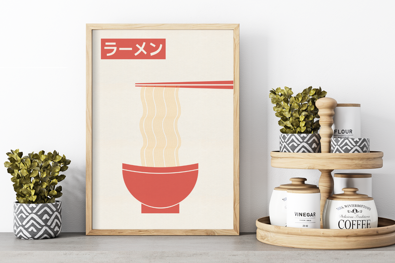 Poster Küche | japanische Ramen Nudeln minimalistisch