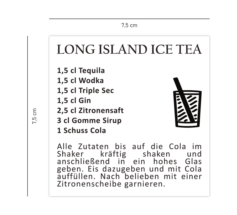 Das Set enthält 9 große Kühlschrankmagnete mit unterschiedlichen Cocktailrezepten.