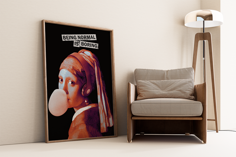Poster Mädchen mit Perlenohring Spruch lustig