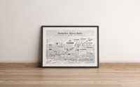 Dieses Aktienposter mit historischem Aktienchart zeigt den Deutschen Aktienindex seit 1959, inklusive historischer Daten.