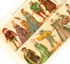 Das Poster von alten Kostümen und Mode ist eine Vintage Lithographie aus Meyers Koversations-Lexikon aus dem Jahr 189