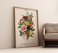 Holen Sie sich zeitlose Eleganz in Ihr Zuhause! Dieses hochwertige Vintage-Poster mit filigranen Blumen-Illustrationen ist das perfekte Highlight für Ihre Küchenwand oder das Esszimmer.