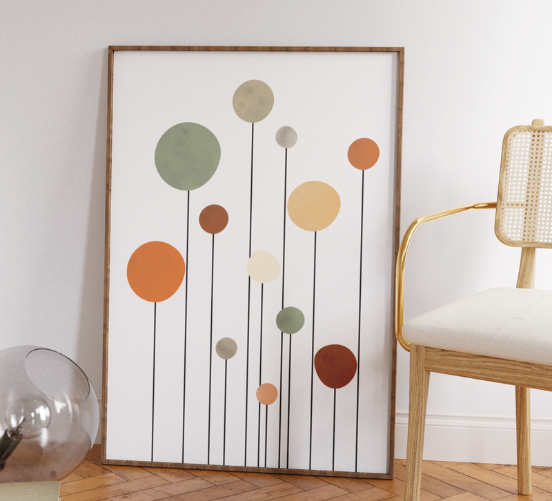Abstrakte Boho-Blume als stilvolles Poster für Wohnzimmer oder Schlafzimmer.
