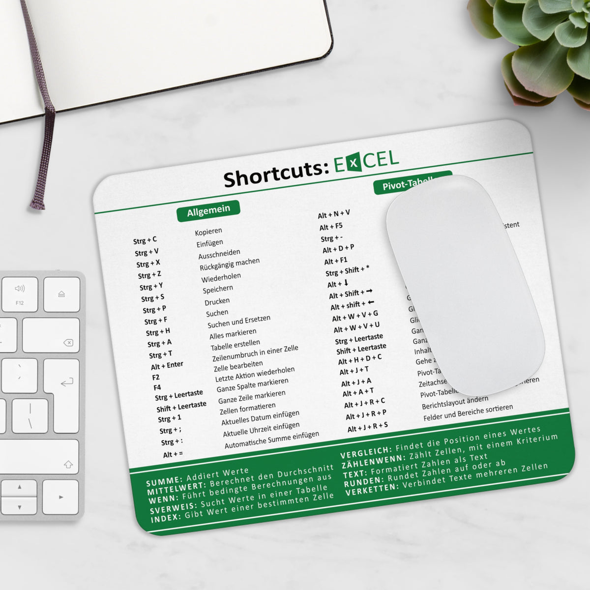 Dieses Mauspad für Excel mit deutschen Tastenkürzeln erleichtert dir deinen Arbeitsalltag. 