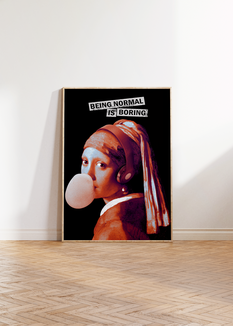 Poster Mädchen mit Perlenohring Spruch lustig