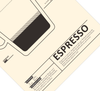 Dieses Poster für die Küche zeigt dir die eine Espresso-Tasse, die Zubereitung, Zutaten und Definition von Espresso