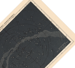 Das Poster einer Sternkarte mit den Sternzeichen ist eine Vintage Lithographie aus Meyers Koversations-Lexikon aus dem Jahr 1890. 