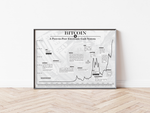 Dieses Poster der Kryptowährung Bitcoin zeigt zeigt den historischen Chart, inklusive historischer Ereignisse.