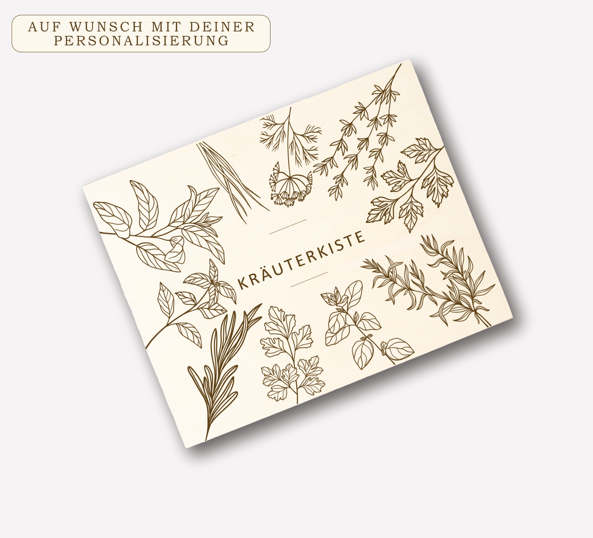 Personalisierte Kräuter-Saatgutbox aus Holz mit Gravur – stilvolle Aufbewahrung für Samen, Gartenaccessoires oder Erinnerungsstücke. Ideal als Geschenk für Gartenfreunde.