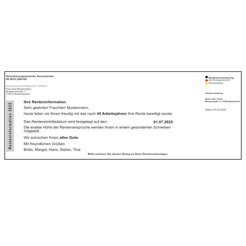 Personalisierte Rentenbescheid-Tasse – Individuell gestaltbar mit Namen, Datum und persönlichen Texten. Hochwertige Keramik, Panorama-Druck, spülmaschinenfest. Perfektes Geschenk zum Ruhestand!