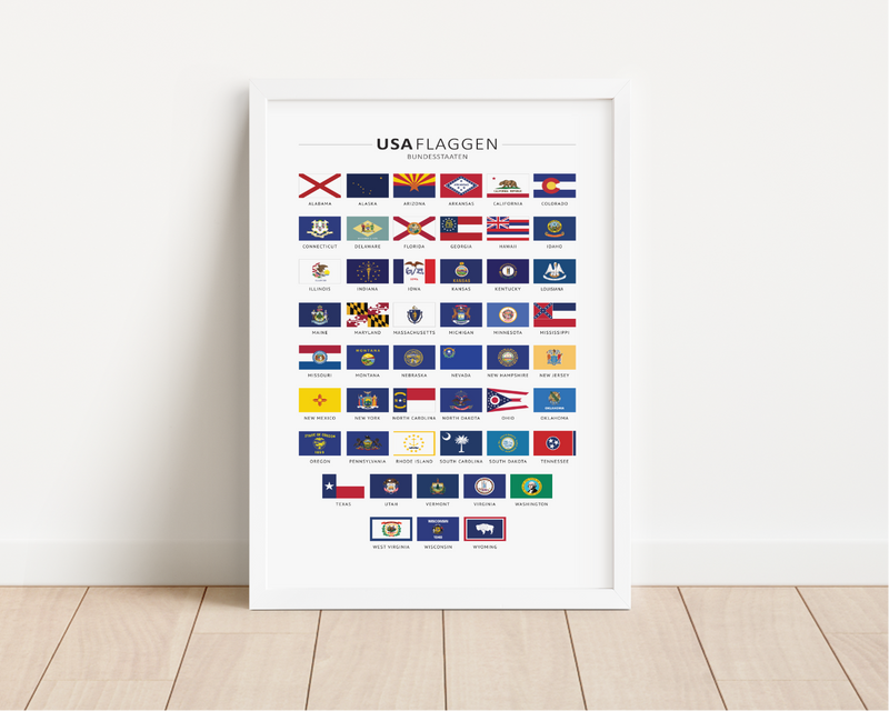 Poster USA Flaggen Bundesstaaten