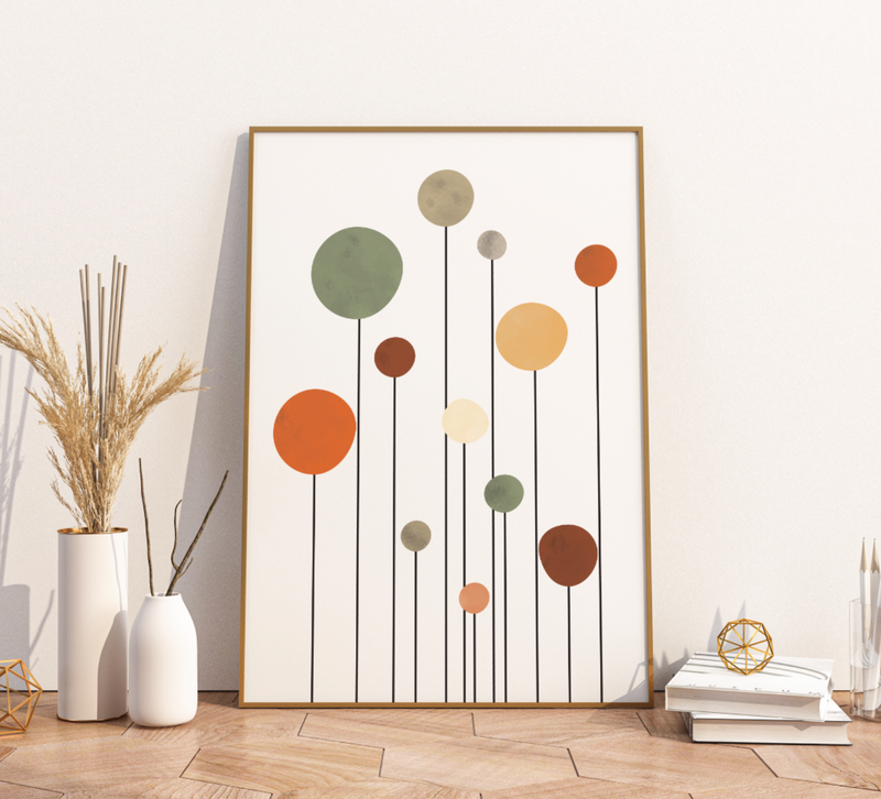Abstrakte Boho-Blume als stilvolles Poster für Wohnzimmer oder Schlafzimmer.