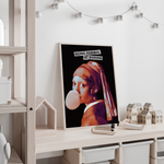 Poster Mädchen mit Perlenohring Spruch lustig