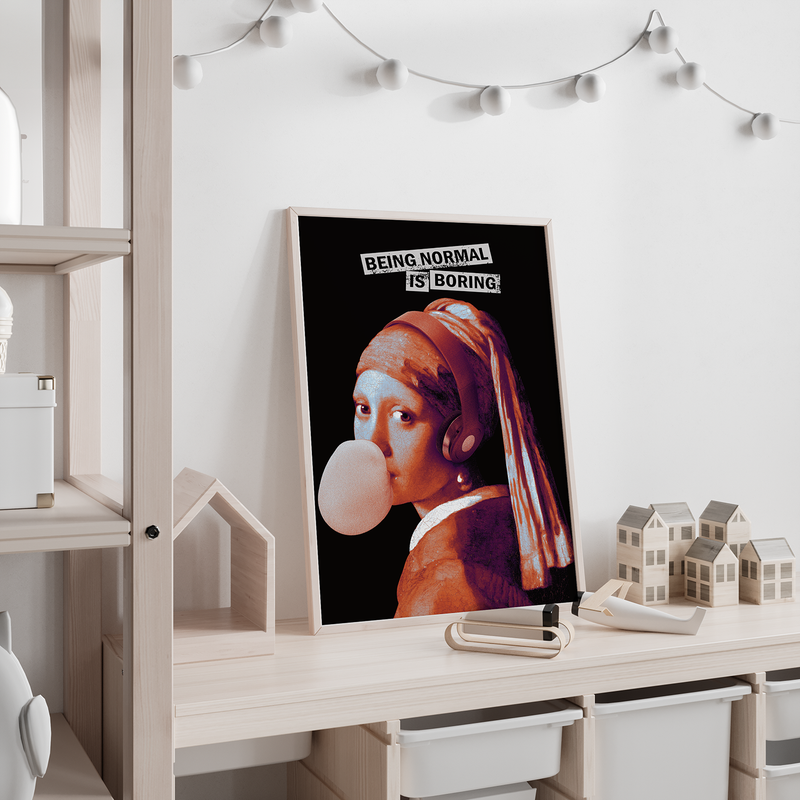 Poster Mädchen mit Perlenohring Spruch lustig