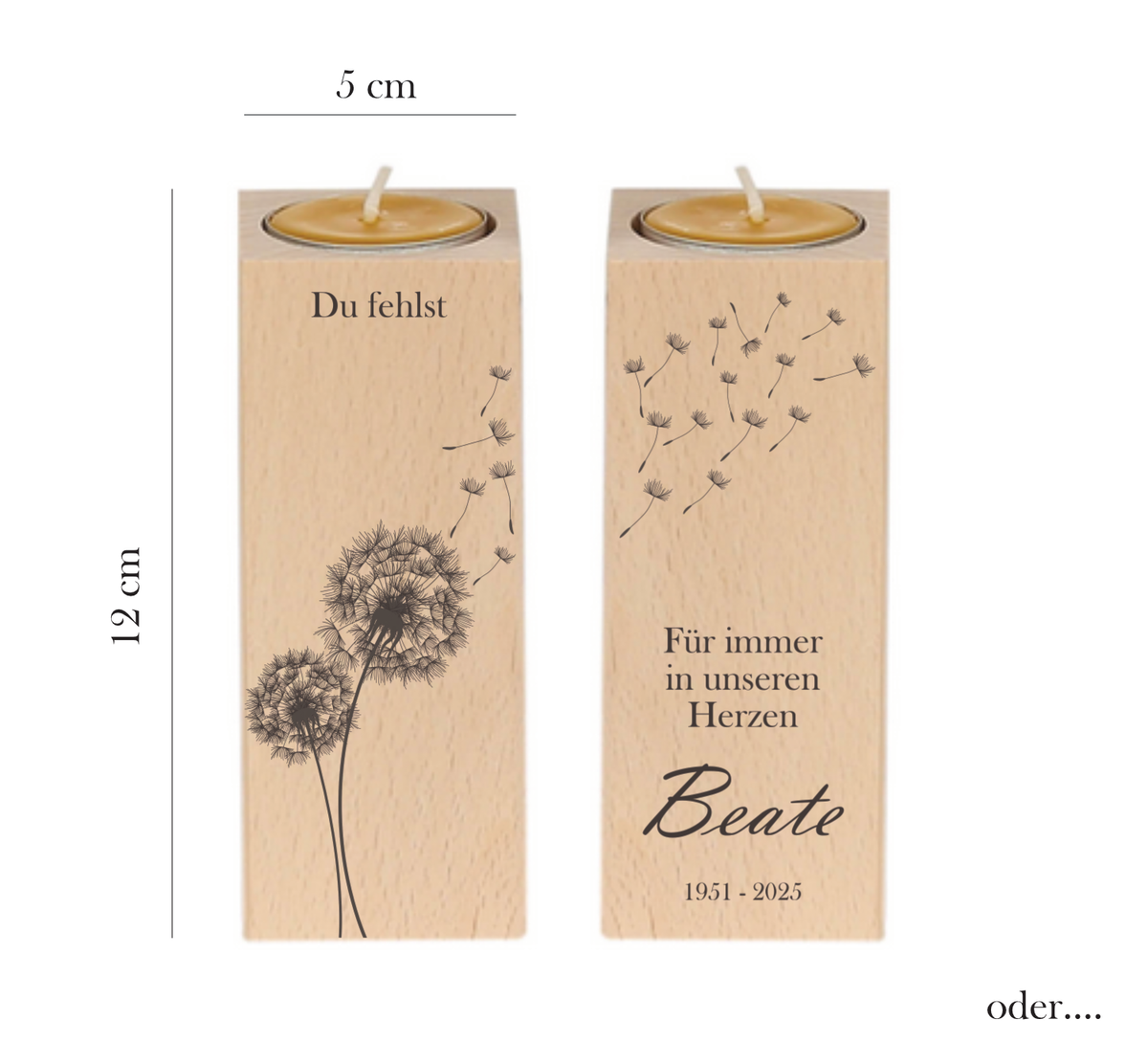 Trauergeschenk Trauerlicht | Trauer Trauerkerze personalisiert Holz