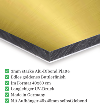 Trading Chart-Muster Wandbild – Edler Alu-Dibond Druck mit Goldenem Butlerfinish (40x30 cm) – Gebürstete Metall-Optik inkl. Aufhängung – Daytrading & Börsen Deko für Profis