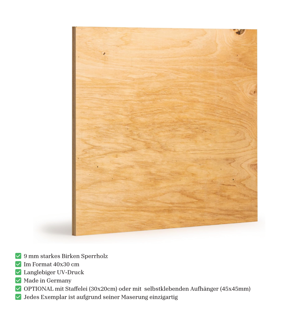 Holzposter Abstrakte Berglandschaft 30x40cm – Modernes Wandbild auf 9mm Birkensperrholz
