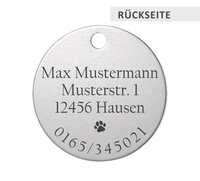 Die Hundemarke ist beidseitig individualisierbar, sodass Sie Namen, Telefonnummern und Adresse problemlos personalisieren können.