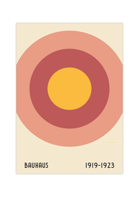 Dieses Bauhaus Poster zeigt dir drei Kreise in unterschiedlichen Farben. Das Poster ist einem Ausstellungsplakat von 1919 nachempfunden, ist so aber nie erschienen.