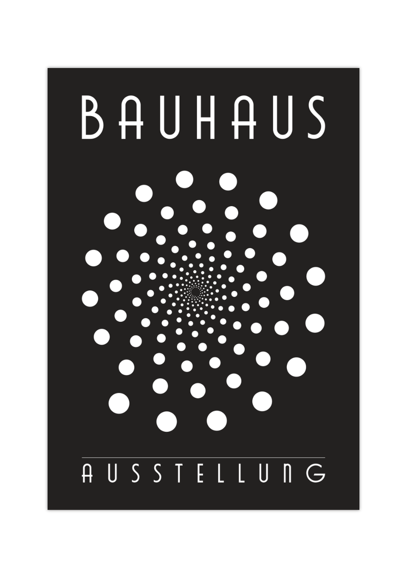 Das Bauhaus Poster zeigt dir in Schwarz und Weiß eine Spirale. 