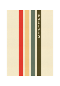 Dieses Bauhaus Poster zeigt dir eine vier Rechtecke in Rot, Gelb, Grün und Braun.