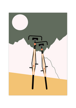 Dieses Fahrrad Poster fängt die Essenz romantischer Zweisamkeit mit einer einzigartigen Darstellung zweier Fahrräder ein, die liebevoll aneinander gelehnt sind.