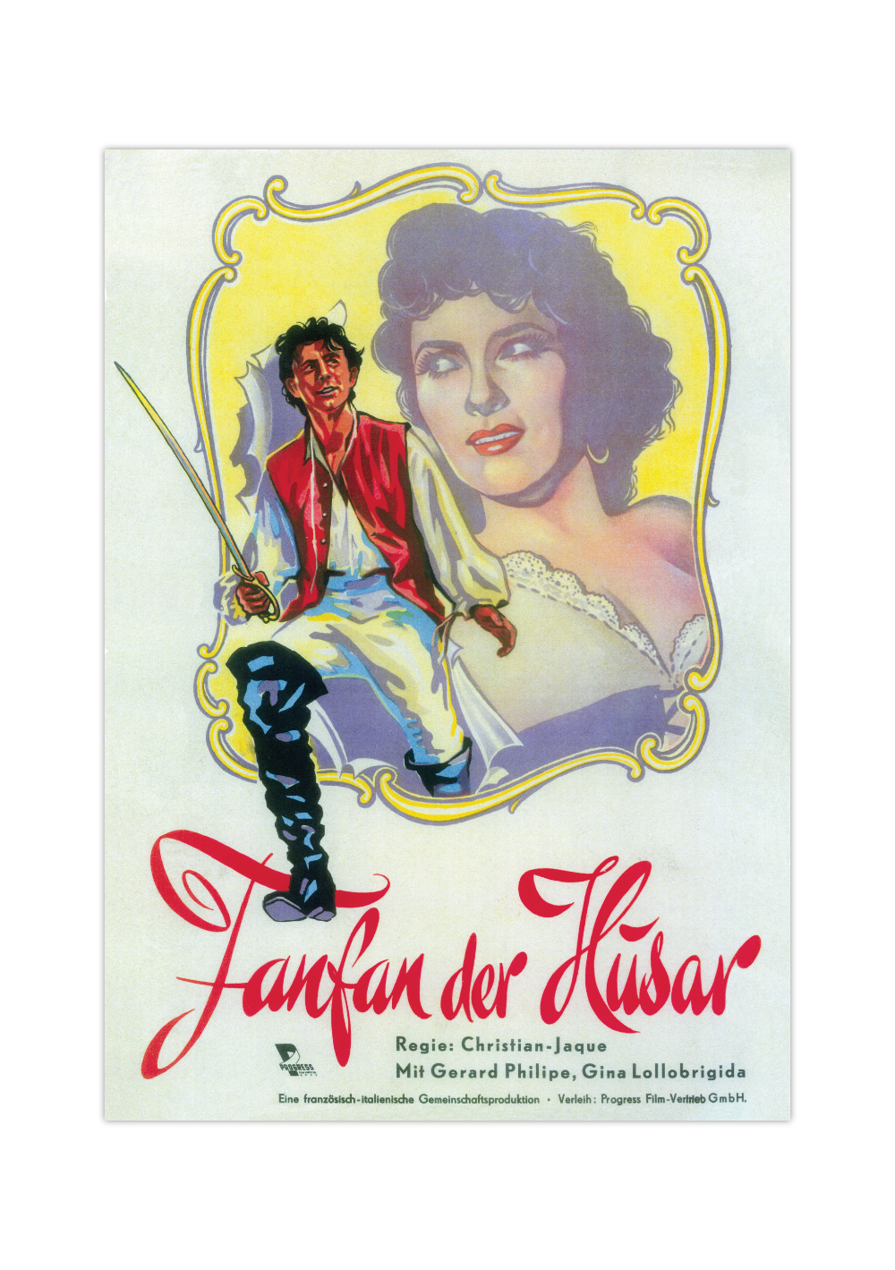 Bei dem Poster handelt es sich um den Nachdruck eines Filmplakates aus DDR zum Film "Fanfan der Husar". 